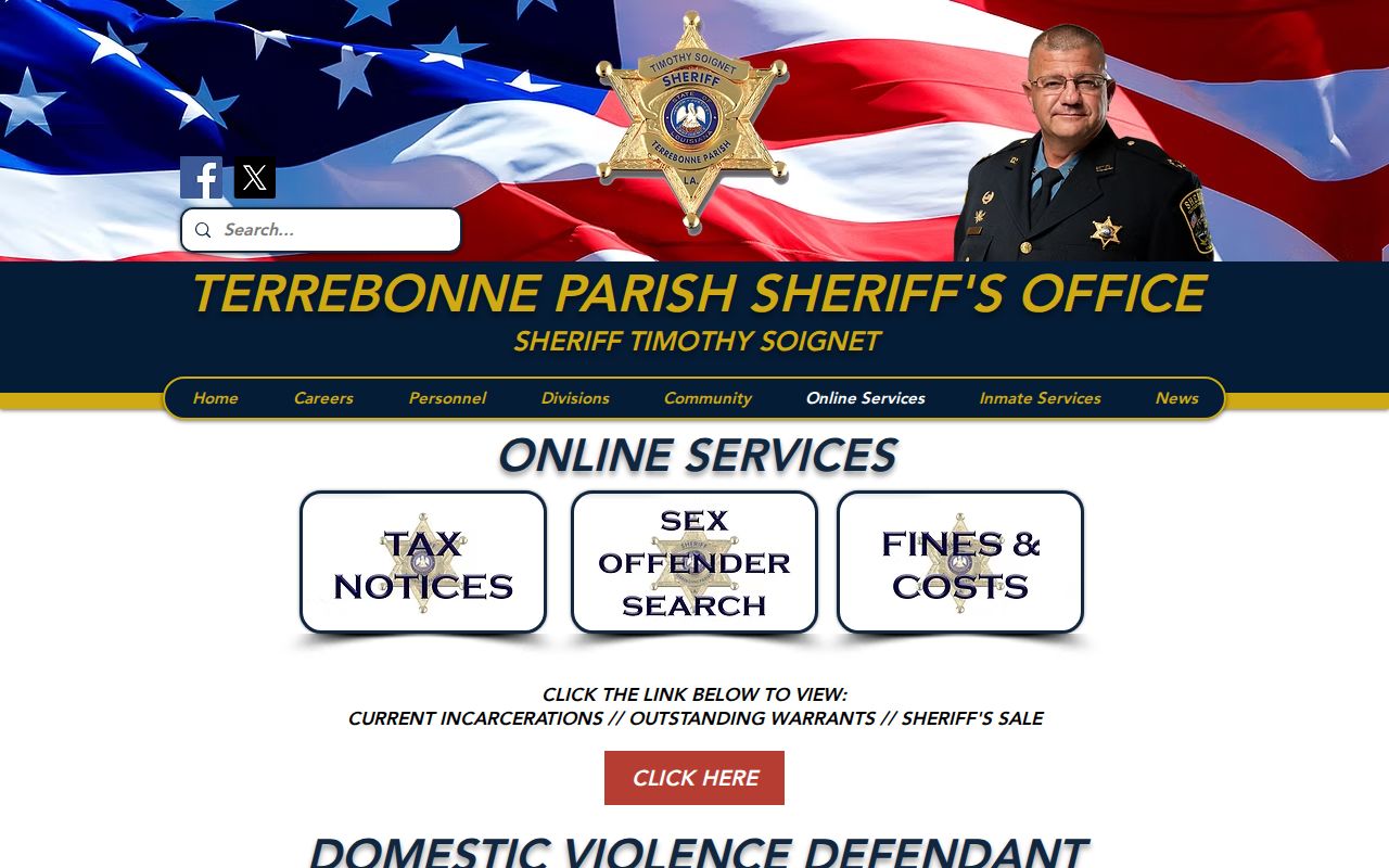 TPSO Online Services links for current inmates and warrants